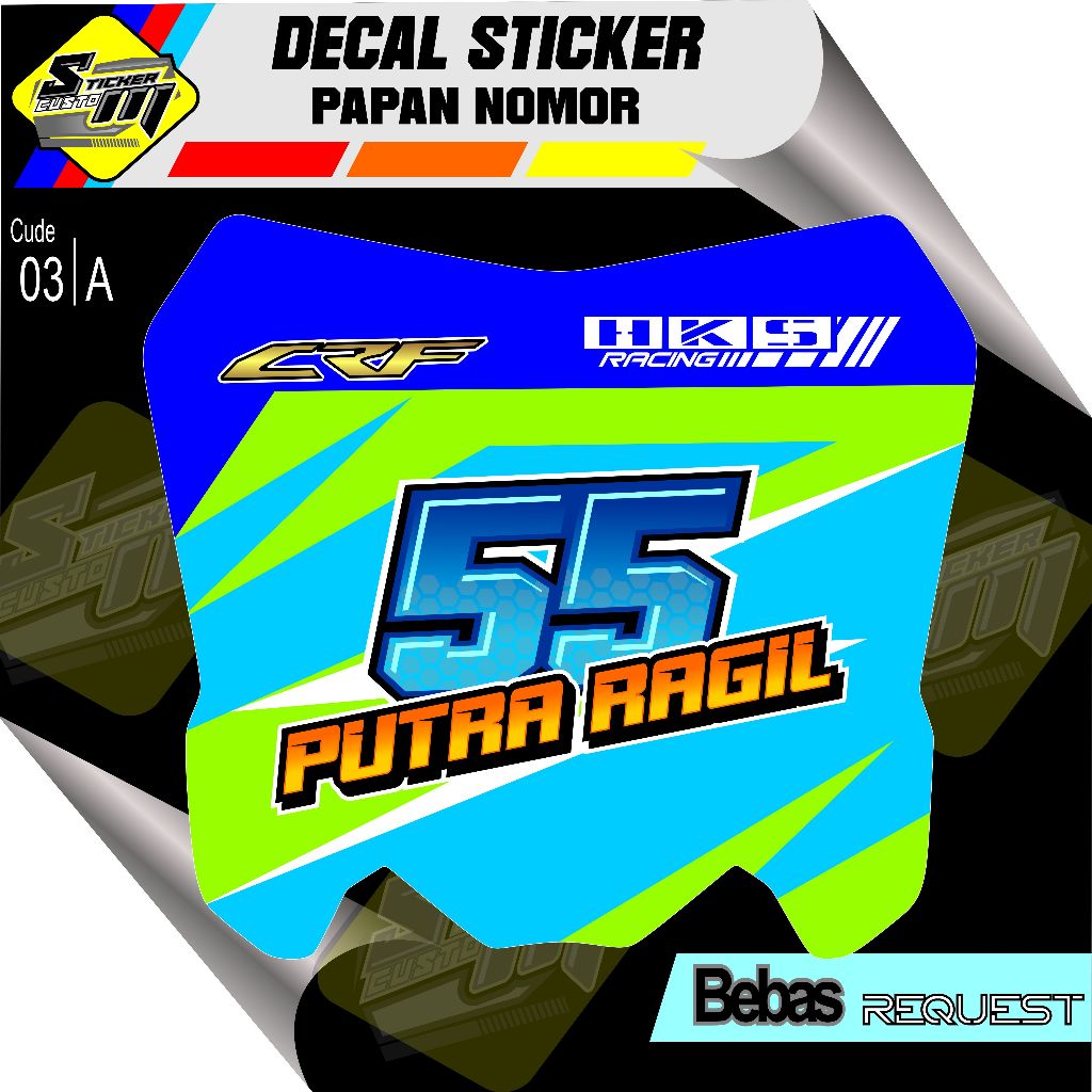 DECAL STICKER PAPAN NOMOR CRF.KLX.SUPERMOTO DLL SP 03