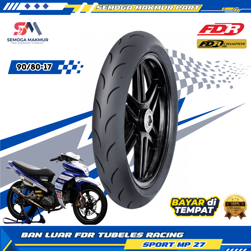 BAN LUAR FDR SPORT MP 27 TUBLES RING 17 90/80-17 RACING BAN SOFT COMPOUND
