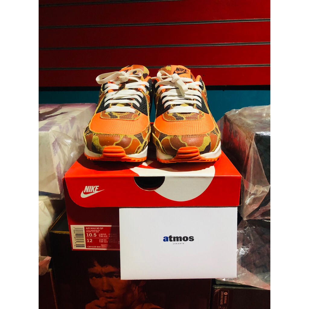 Pre Loved Nike X Atmos Air Max 90 SP Total Orange Duck Camo Sz 10.5 us / 44.5 eur / 28.5 cm 100% Aut