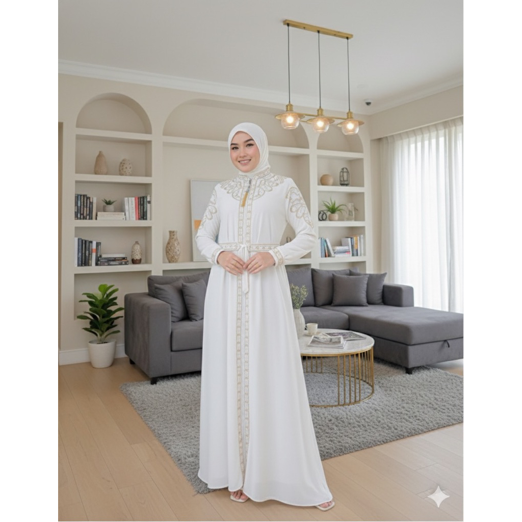 ANISA DRESS SET HIJAB GAMIS BORDIR MIX PAYET GAMIS KONDAGAN SET HIJAB