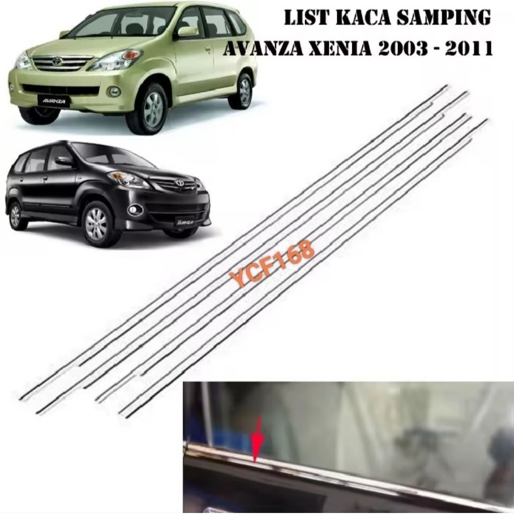 Lis List Kaca Samping Cover Pelipit Kaca Pintu Mobil Avanza / Xenia Lama 2003 Sampai 2011 New vvti v