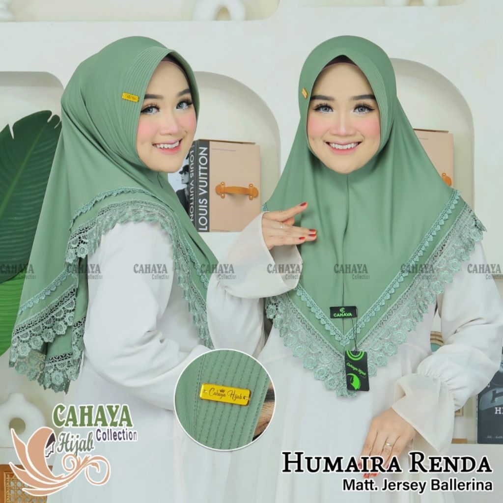 (CAHAYA HIJAB) HUMAIRA RENDA•hijab instan pet renda polos•jilbab instan renda•kerudung instan renda•