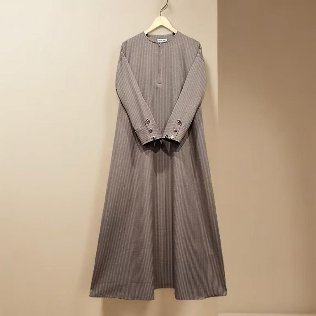 Gamis Naura Malorca Garis-Garis Katun semiwool malorca 2025