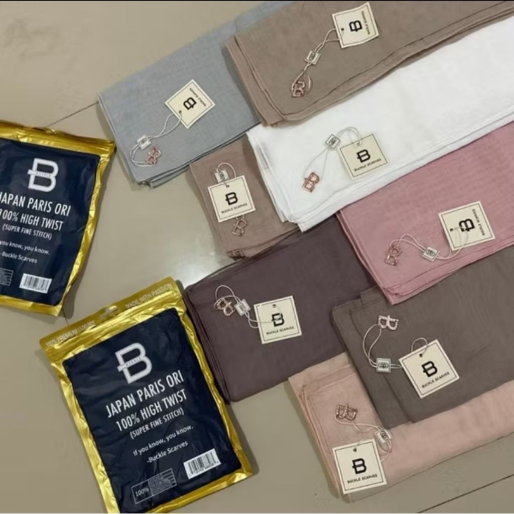 Buckle Scarves  Hijab Segi Empat paris Ori Kerudung Paris Japan  Jilbab Segiempat Voal Polos Premium