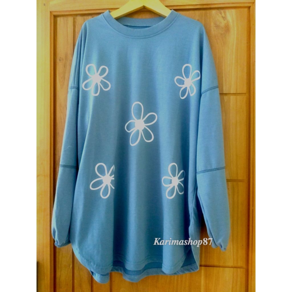 Kaos lengan panjang sambung Bunga