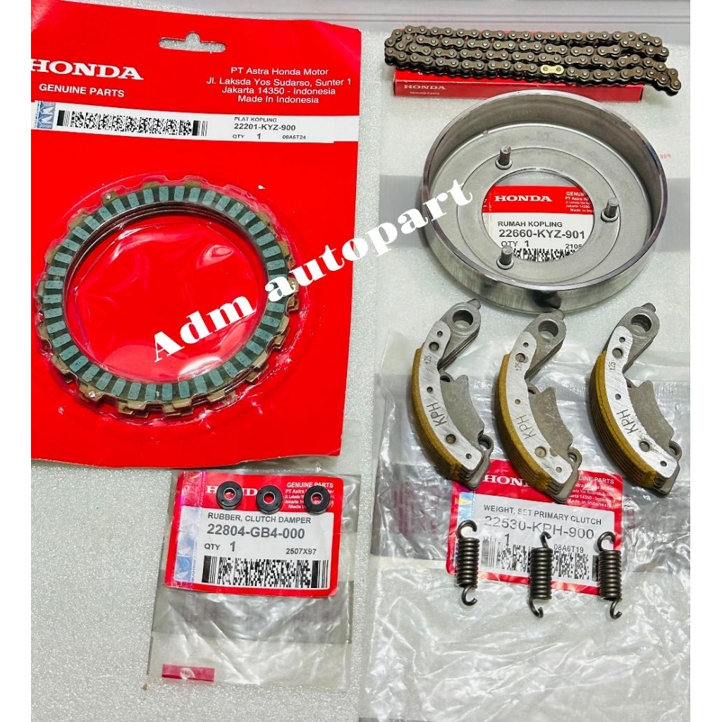 Paket Kampas kopling KYZ+kampas ganda Only KYZ+Mangkok KYZ+Kereng KYZ+Karet ganda Supra x 125 Fi New