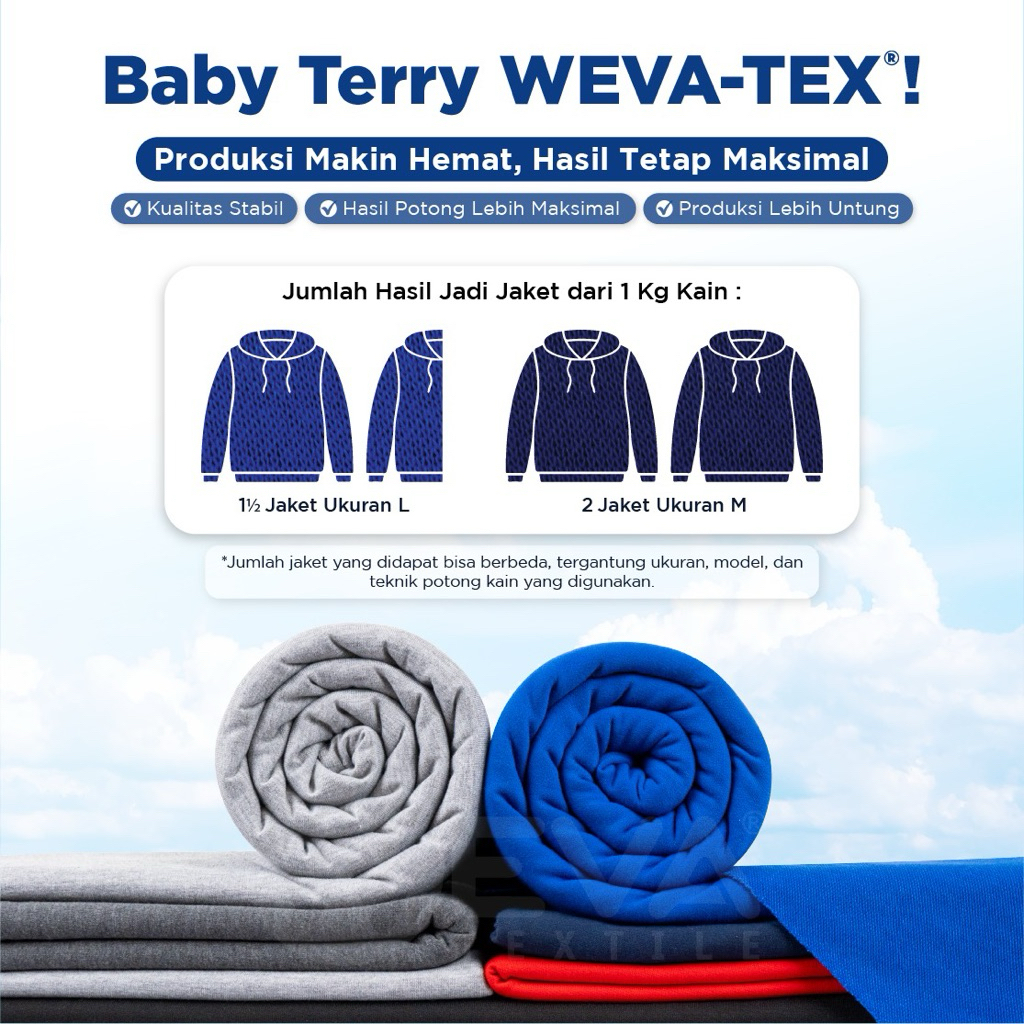 Bahan Kain Baby Terry Beby Terry Kain Hoodie Sweater Weva Textile