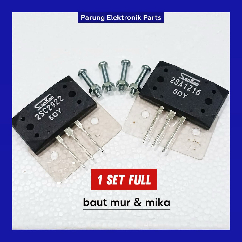 1 SET (Mika + Baut Mur) TR SANKEN 2SA1216 2SC2922 5dy MURAH / Transistor final A1216 C2922 5dy Murah