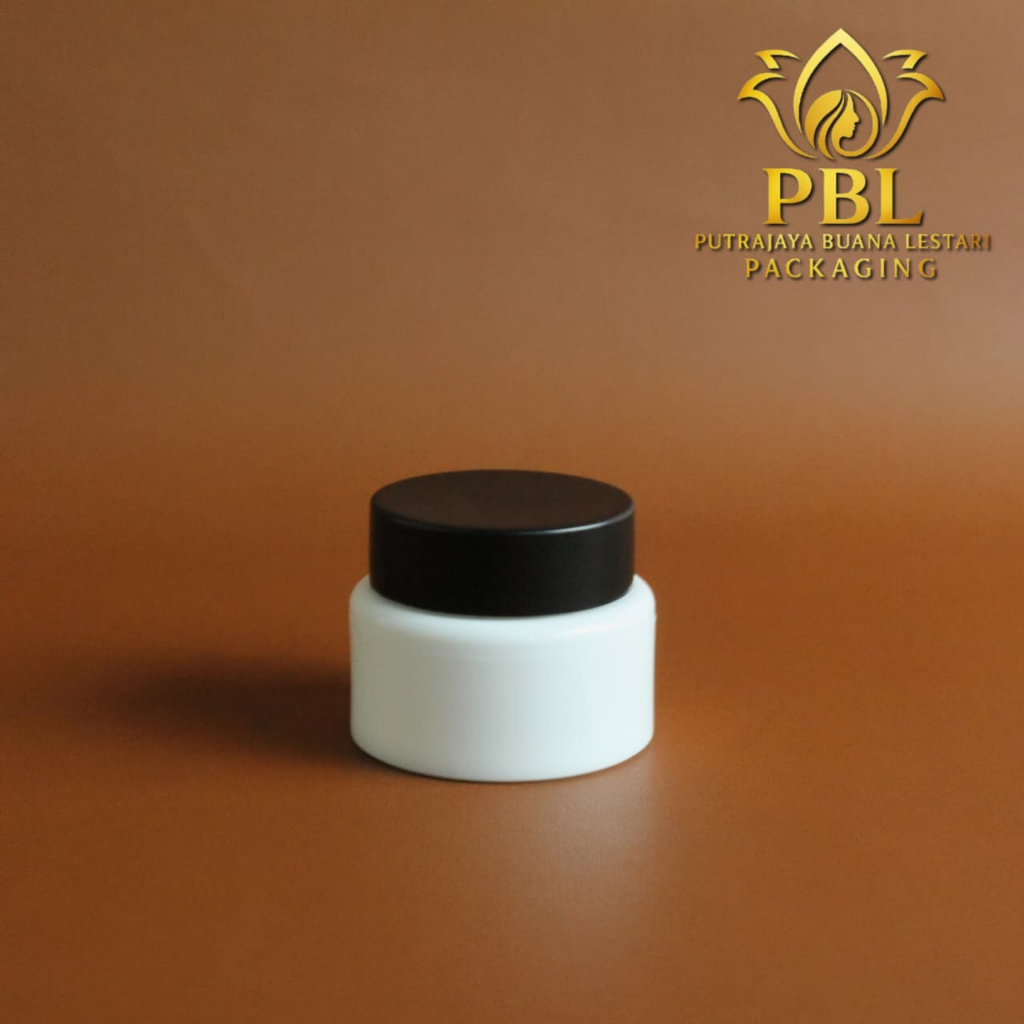 POT PP RR 10 GR PUTIH CAP HITAM / POT CREAM 10 GR FLAT / POT KEMASAN CREAM & KOSMETIK 10gr