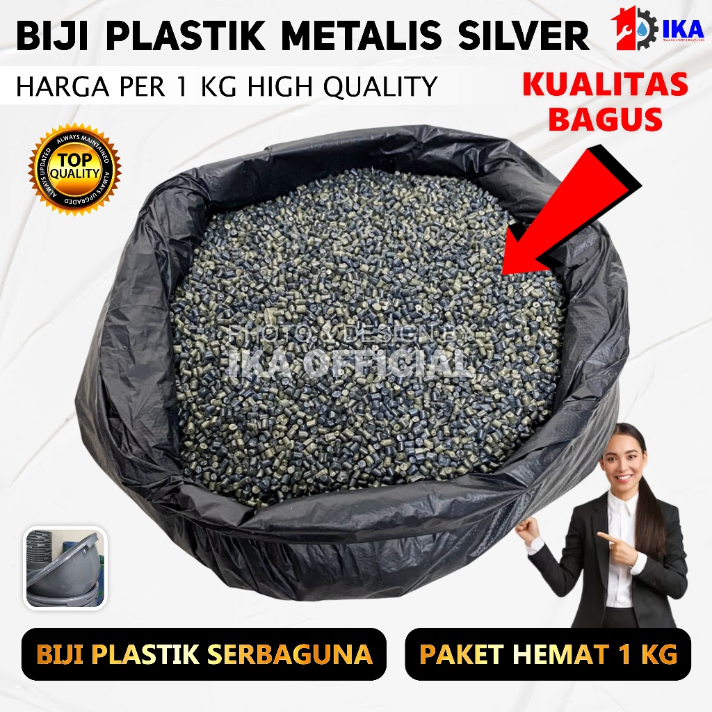 Biji Plastik Daur Ulang METALIS SILVER 1 Kg / Biji PP Plastik Warna Silver Tahan Kimia Berkualitas