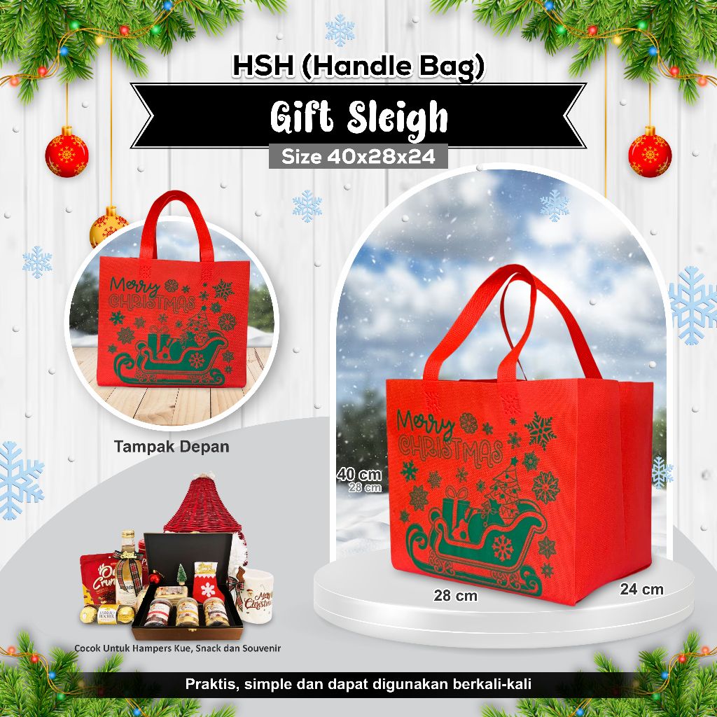 TASECO Tas Berkat Natal Tas Natal Kotak Nasi Goody Bag Natal Christmas Tas Souvenir Natal 40x28x24