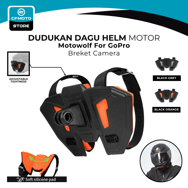 Dudukan Helm Chin Mount Motor Motowolf For Go Pro Breket Camera