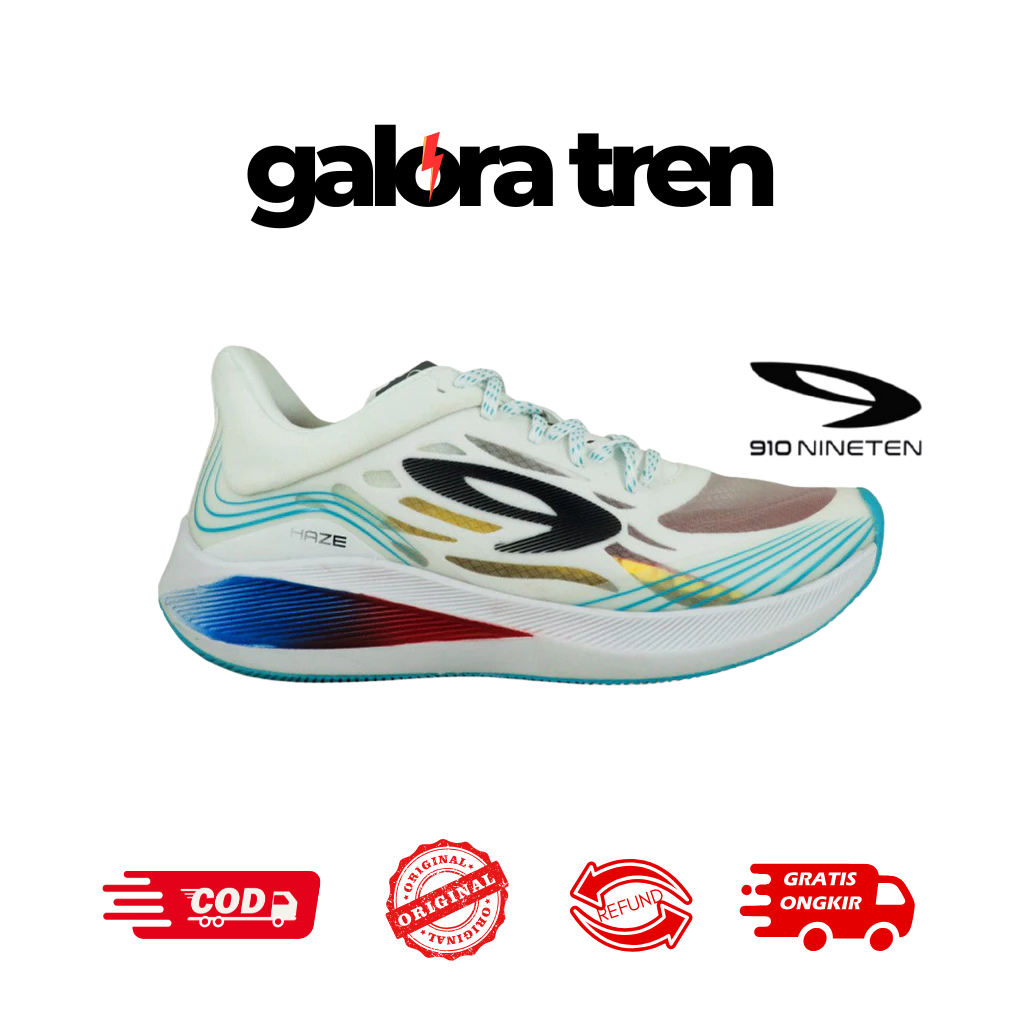 910 HAZE VISION 1.0 PUTIH - Sepatu Lari / PUTIH/BIRU-MUDA / Haze Vision 1.0 Putih Biru MD 910Nineten