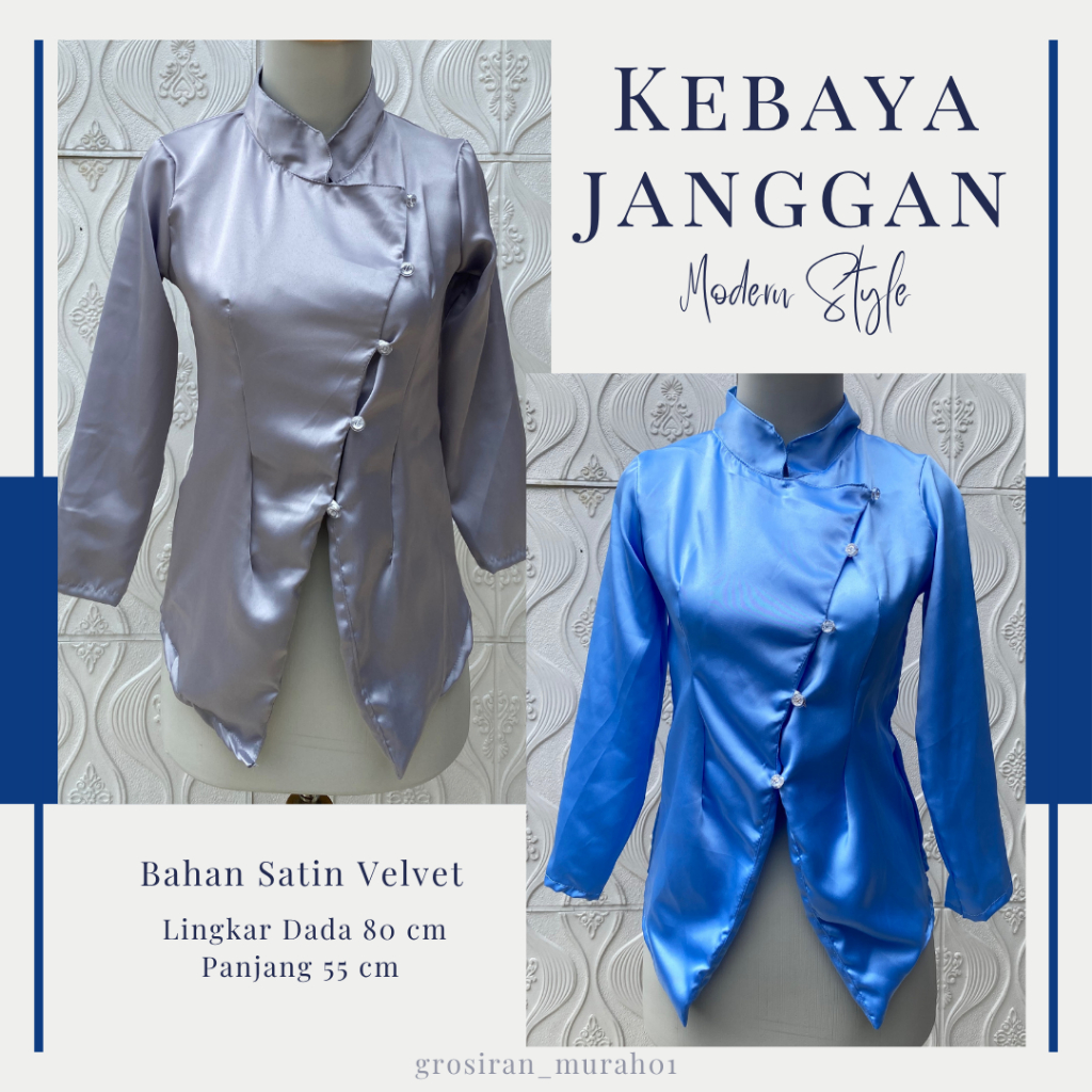Atasan Kebaya Janggan Premium Kebaya Modern Bahan Satin Velvet Halus Outfit Wanita Terlaris