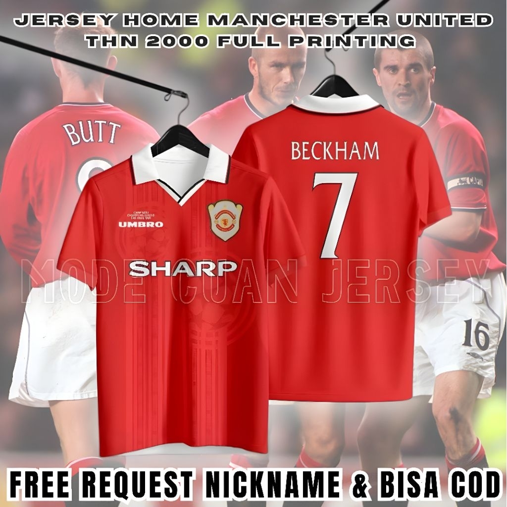 Jersey Kaos Manchester United Thn 2000 Full Printing Free Request Nickname