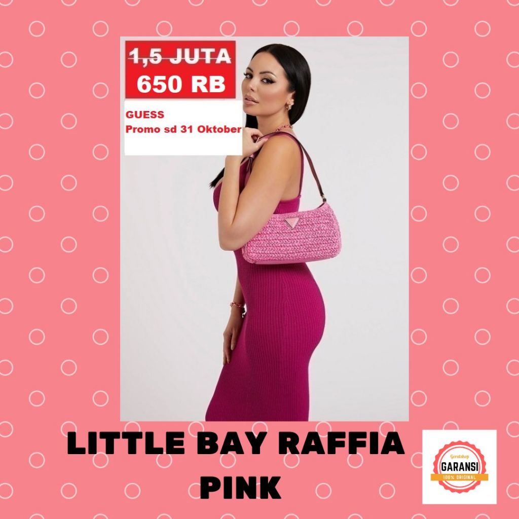 Tas shoulder bag guess import Wanita 100% ORIGINAL store seri LITTLE BAY RAFFIA