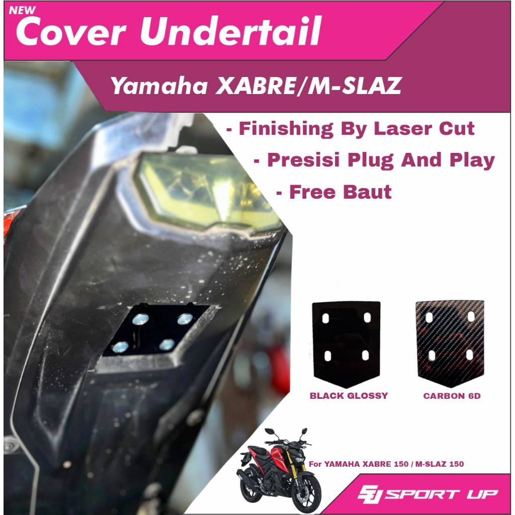 Cover Undertail Yamaha Xabre 150 / M-Slaz 150 – Hitam & Carbon 6D | Laser Cut Presisi