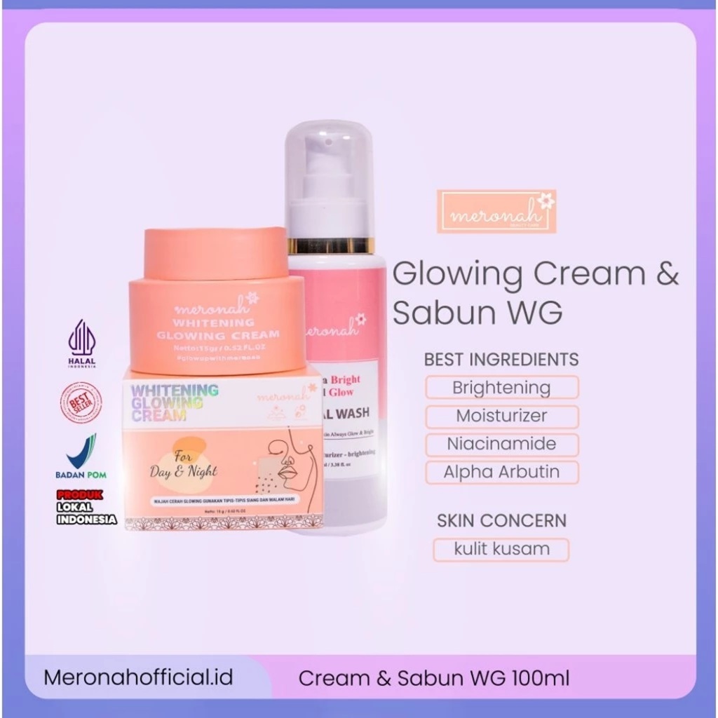 [ORIGINAL BPOM] PAKET CREAM MERONAH & FACIALWASH COLLAGEN