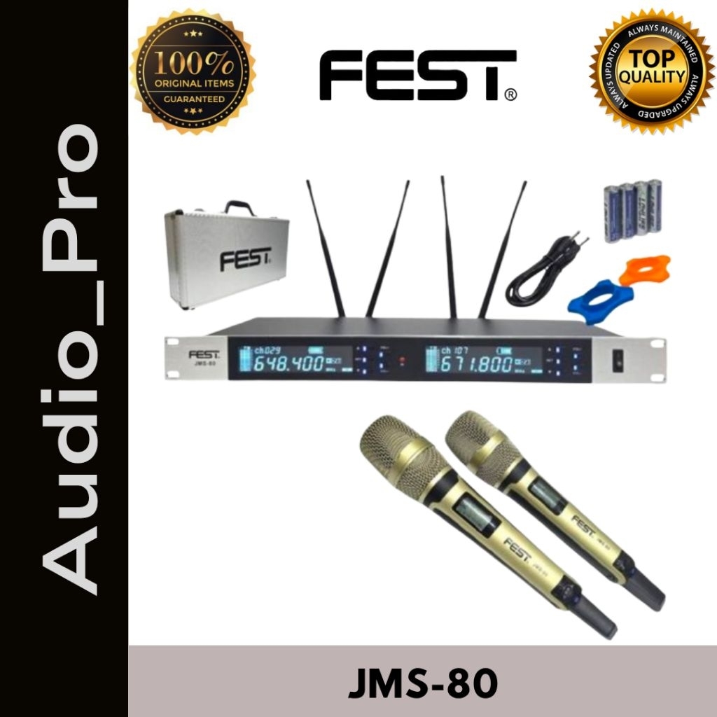 MIC WIRELESS FEST JMS 80 HANDLE MIC SATU SET DUA MIC