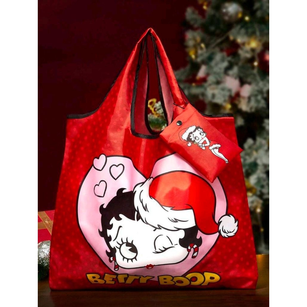Betty Boop x SHEIN 1pc Cute Cartoon Figure Graphic Foldable Polyester Tote Bag, Handbag With Detacha
