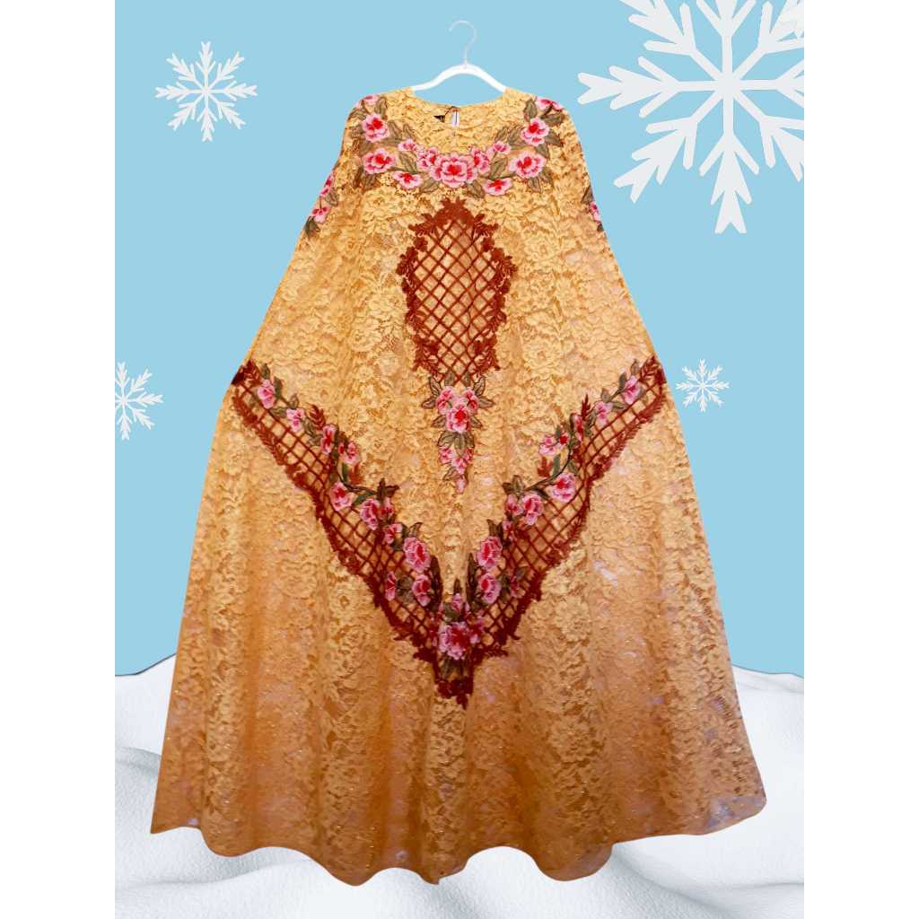 KAFTAN PESTA MEWAH BROKAT BORDIR LD 166 PB 134 SUPER NEW PREMIUM