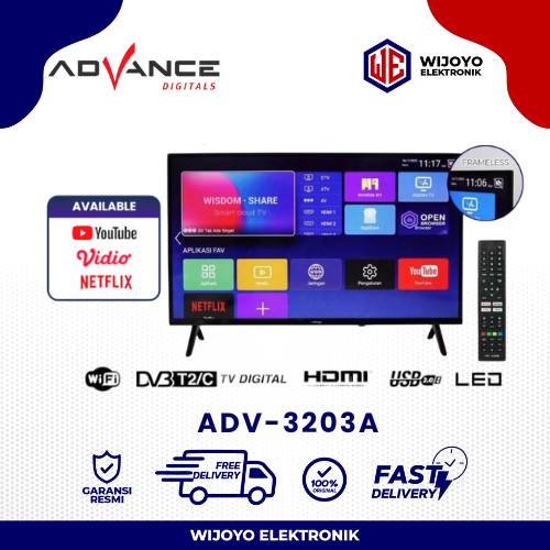 ADVANCE Smart TV ADV-3203A Android LED 32 Inch Garansi Resmi / 3203A