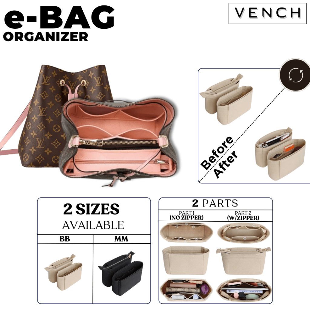 E-Bag 2IN1-Neo Dual in Bag Organizer / Insert Bag Noe LV MM & BB / Inner Bag / Bag Organizer