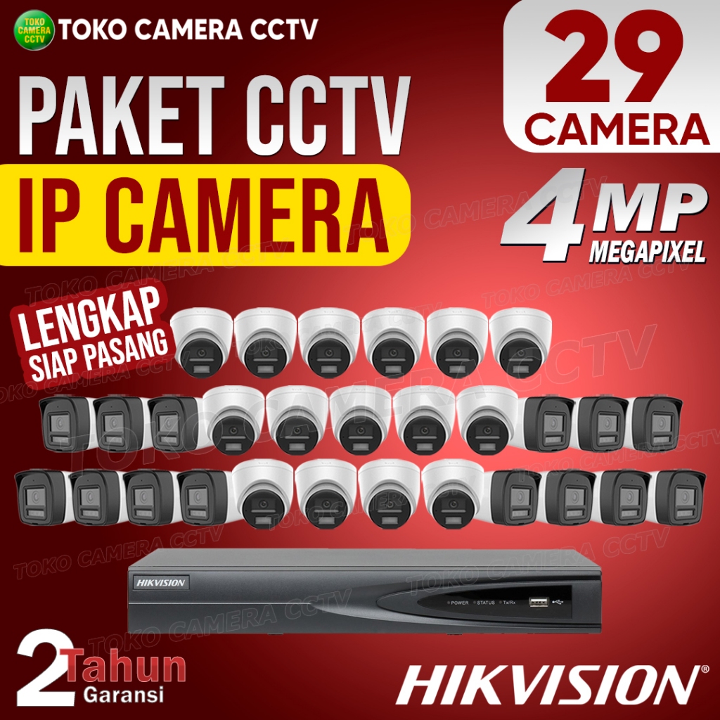 PAKET CCTV IP CAMERA HIKVISION 4MP 32 CHANNEL 29 KAMERA