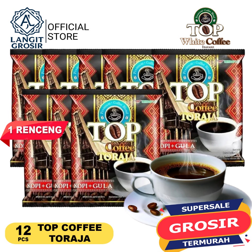 Top Toraja Kopi + Gula 1 Renceng isi 12Pcs / Kopi Top Toraja 1 Renceng