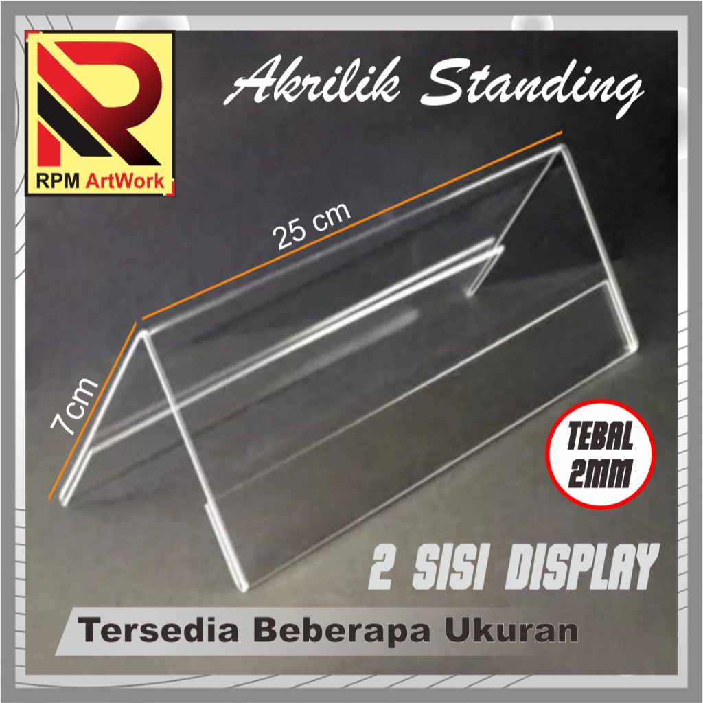 PAPAN NAMA AKRILIK / AKRILIK KARTU NAMA/ AKRILIK PAPAN NAMA MEJA / SEGITIGA LANDSCAPE / DISPLAY