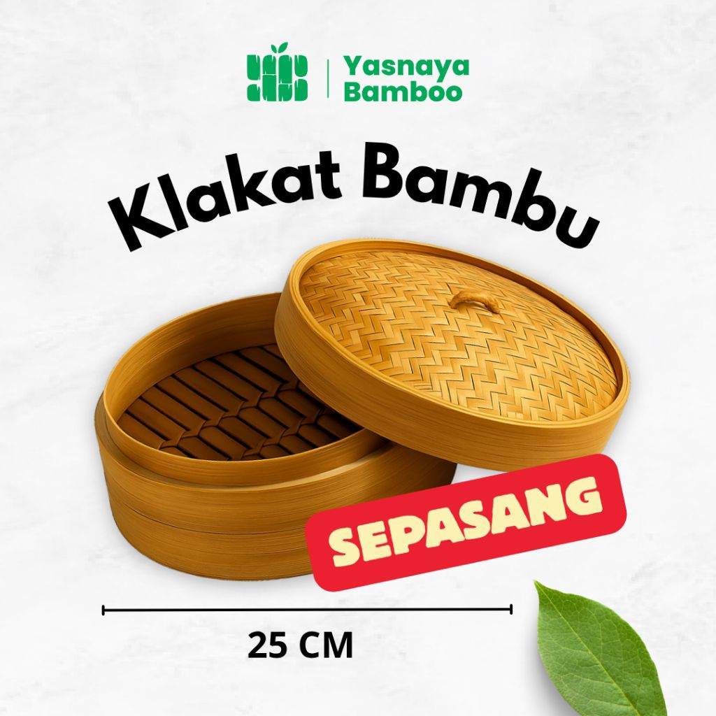 Klakat Bambu 25 cm – Tempat Kukus Dimsum / Bakpao / Nasi - Tahan Panas dan Ramah Lingkungan