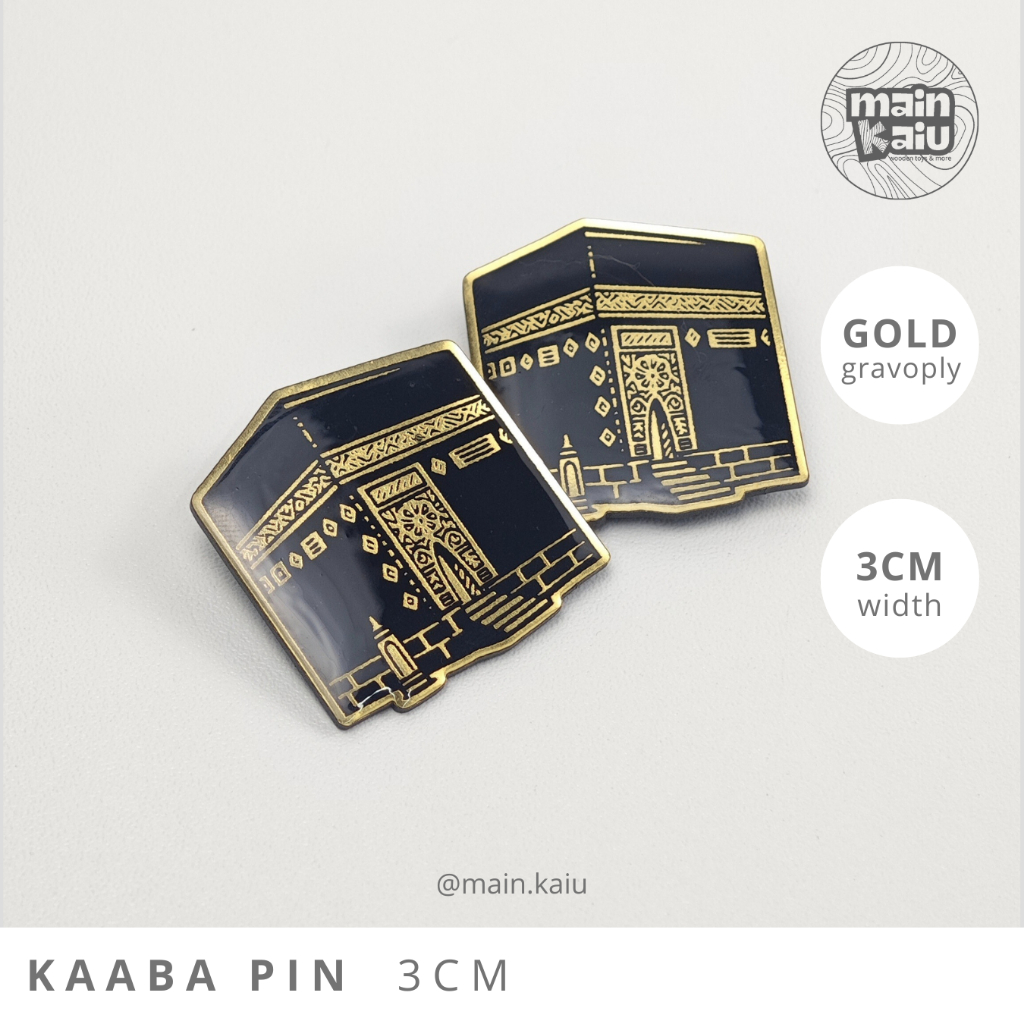 MAIN.KAIU Pin Bentuk Kabah / Bros Kabah / Kaaba Pin - 3cm