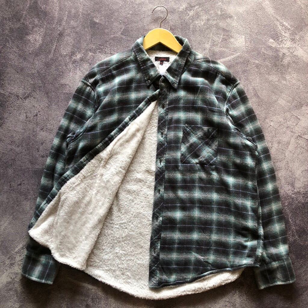 Outer Sherpa Veterano Flannel Uramoco Warm & Soft Second Size 4L,outer flanel veterano hijau hitam s