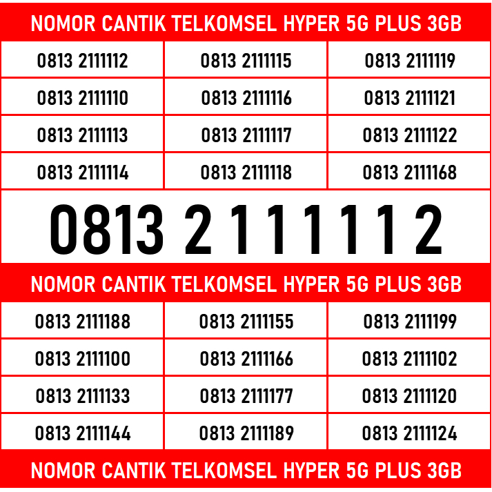 K7 Nomor Cantik Telkomsel Simpati Hyper 5G Bonus 3GB