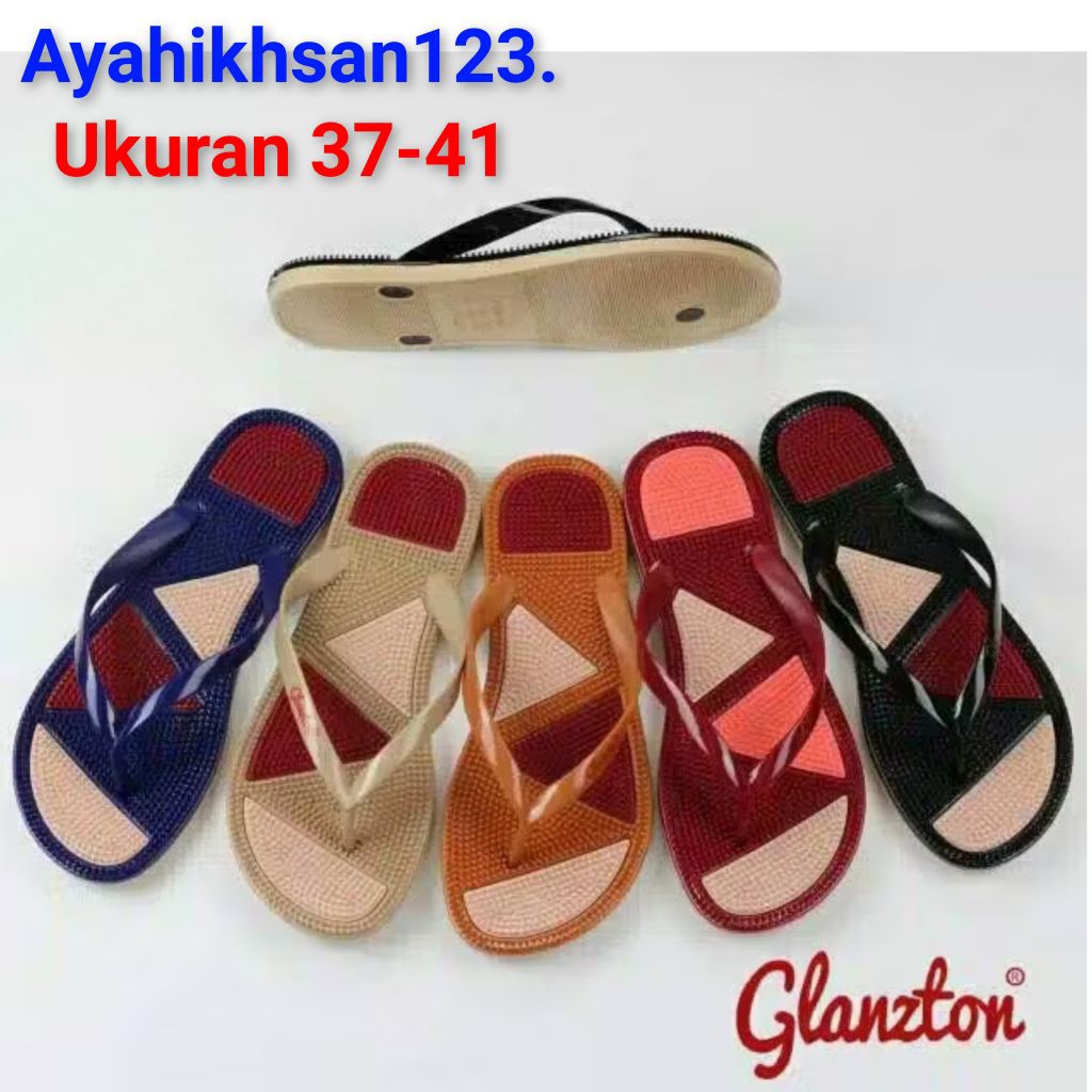 GLANZTON 1877 sandal jepit karet duri wanita/perempuan ukuran 37-41