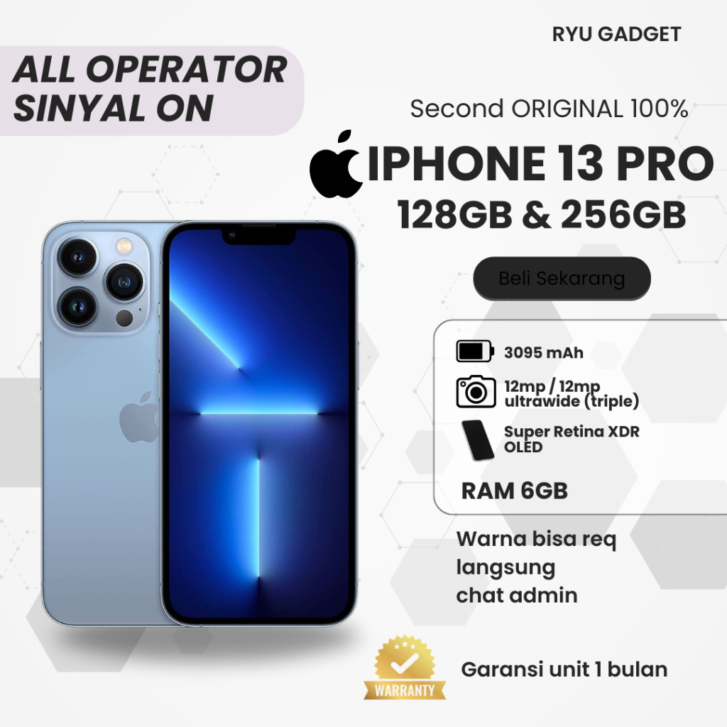 handphone IP 13 PRO INTERNAL 128GB & 256GB SECOND ORIGINAL