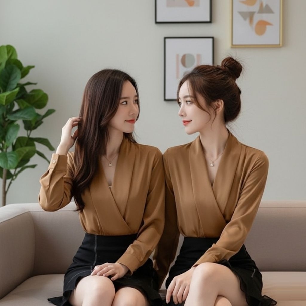 Blouse Lala bahan satin atasan wanita