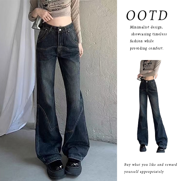Biru abu cutbray jeans highwaist kasual jeans cutbray wanita