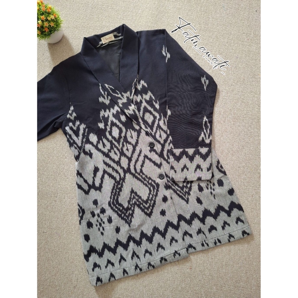 TUNIK TENUN OUTFIT KERJA CASUAL NONFORMAL TUNIK TENUN BLANKET