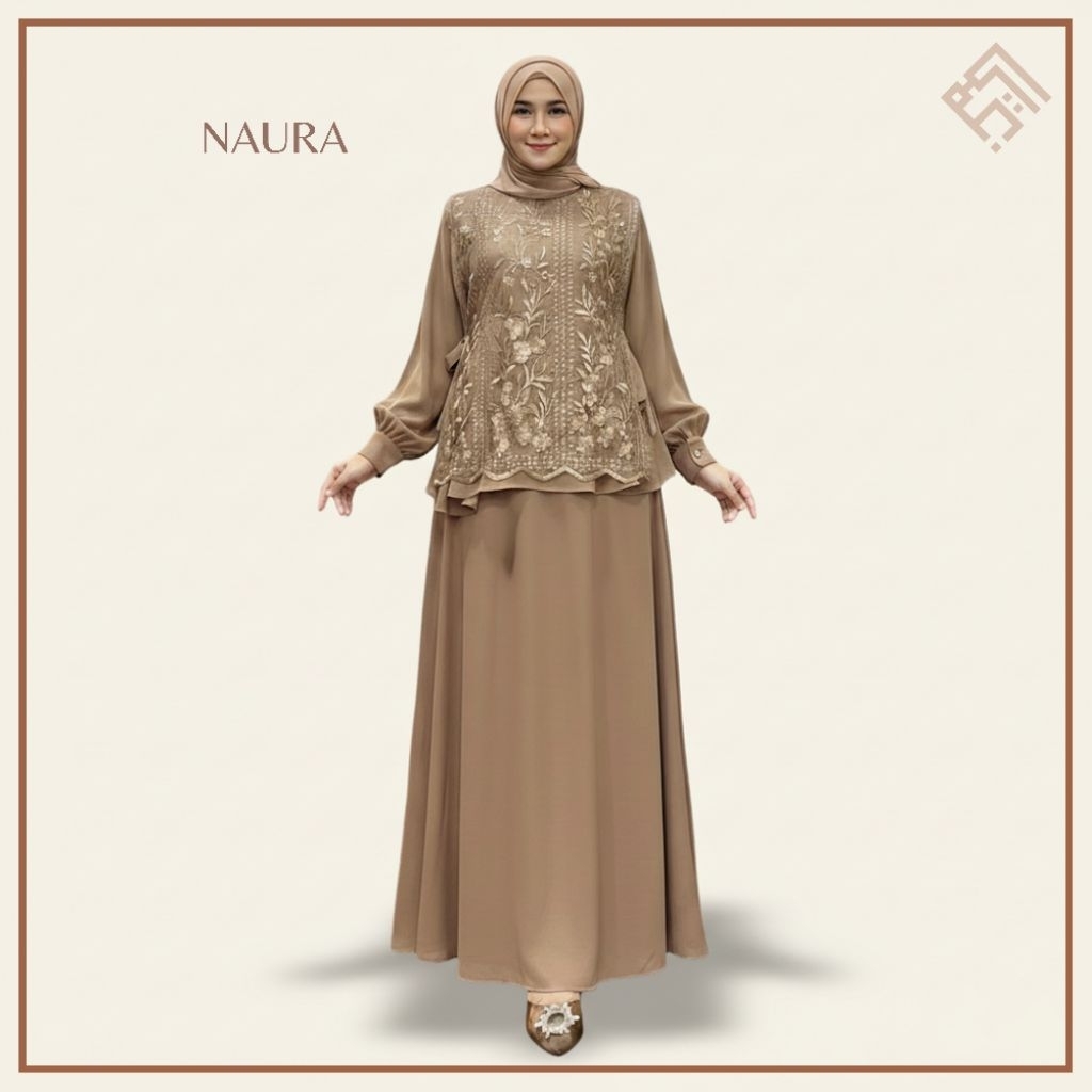 NAURA - DRESS PESTA GAMIS MUSLIMAH MIX BRUKAT SPESIAL