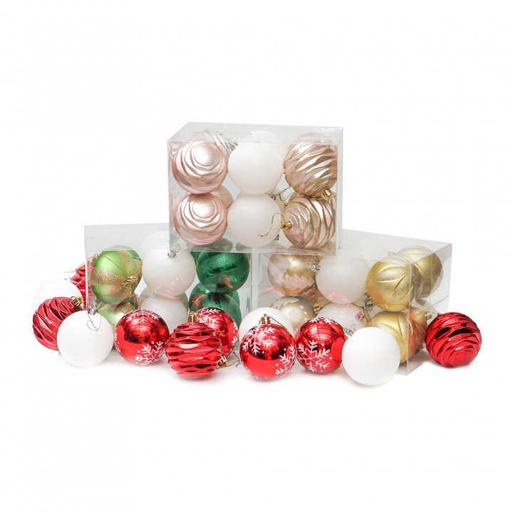 Yeraya Hiasan Bola Natal Putih Warna 8cm isi 12 bola natal besar bola gantung pohon natal aksesoris 