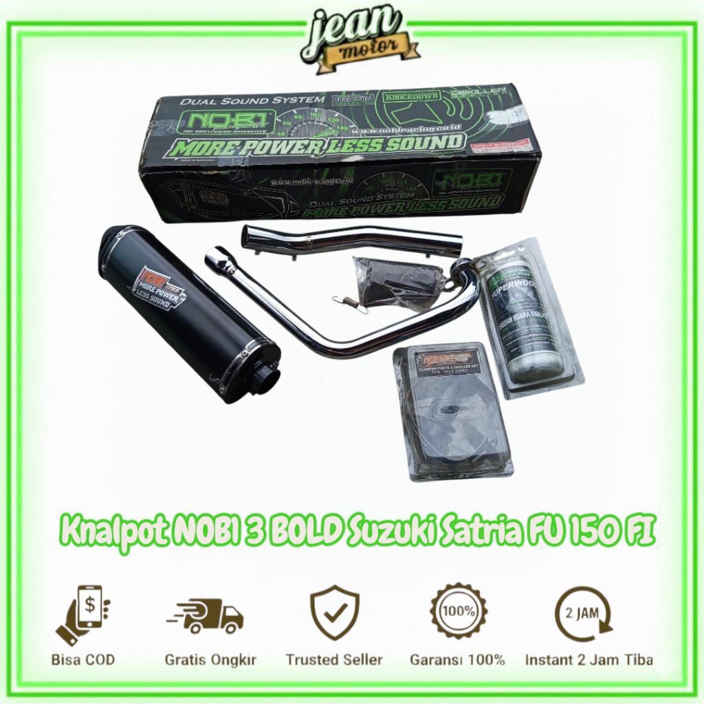 Knalpot NOB1 3 BOLD Suzuki Satria FU 150 FI – Suara Gahar Power Naik – Knalpot Racing Nobi Original
