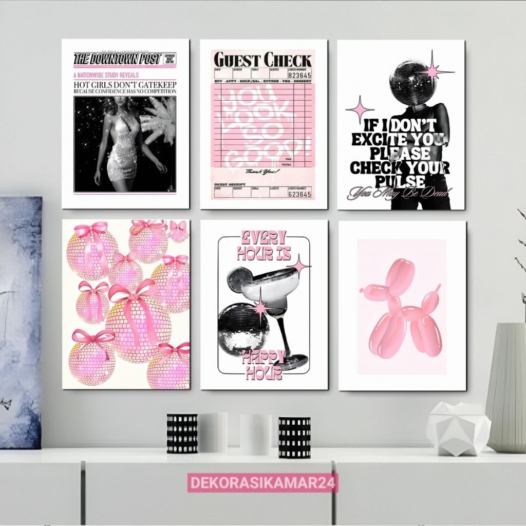 Hiasan dinding kamar aesthetic Poster quotes black pink Dekorasi - Pajangan