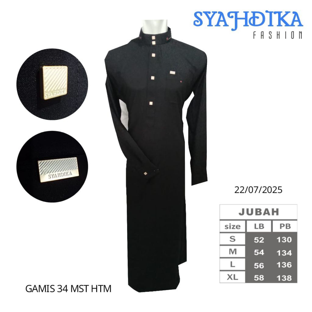 Jubah Slimfit | Gamis Pria Dewasa |Gamis Syahdika Katun Premium Original | Gamis  Hitam & Putih