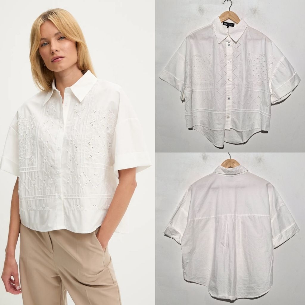ZARA KEMEJA PUTIH EYELET BARU ASLI ORIGINAL