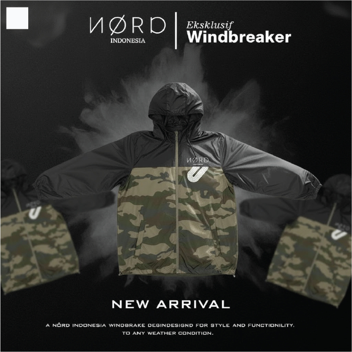 Jaket Lari Windbreaker Nord Limited Edition Black Forest Camo | Jaket Running | Windbreaker Unisex