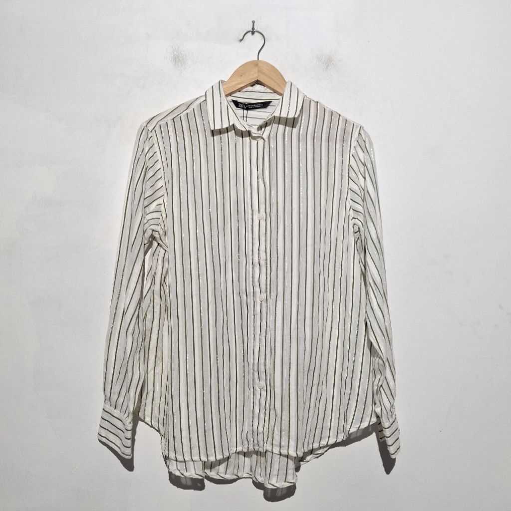 ZARA WANITA KEMEJA GARIS BARU ASLI ORIGINAL