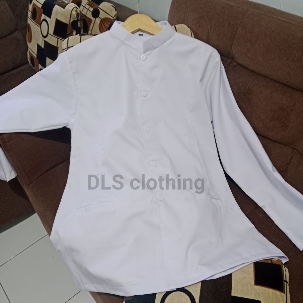 Baju dinas putih wanita perawat dokter bidan lengan panjang