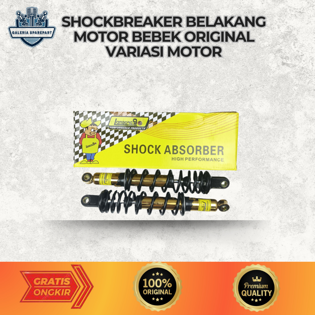 Shock belakang variasi original  340 MM Motor Bebek Supra x 125 Revo - Karisma gold motor
