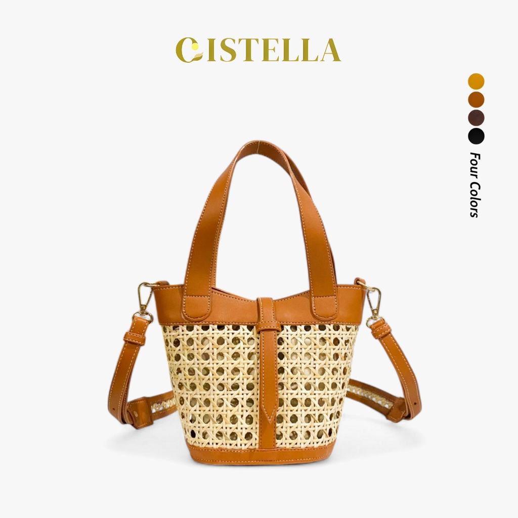 CISTELLA - Tas Wanita Tiffny Rattan Bag Tas Rotan Kulit Tas Jinjing Wanita Tas Selempang Wanita Tas 